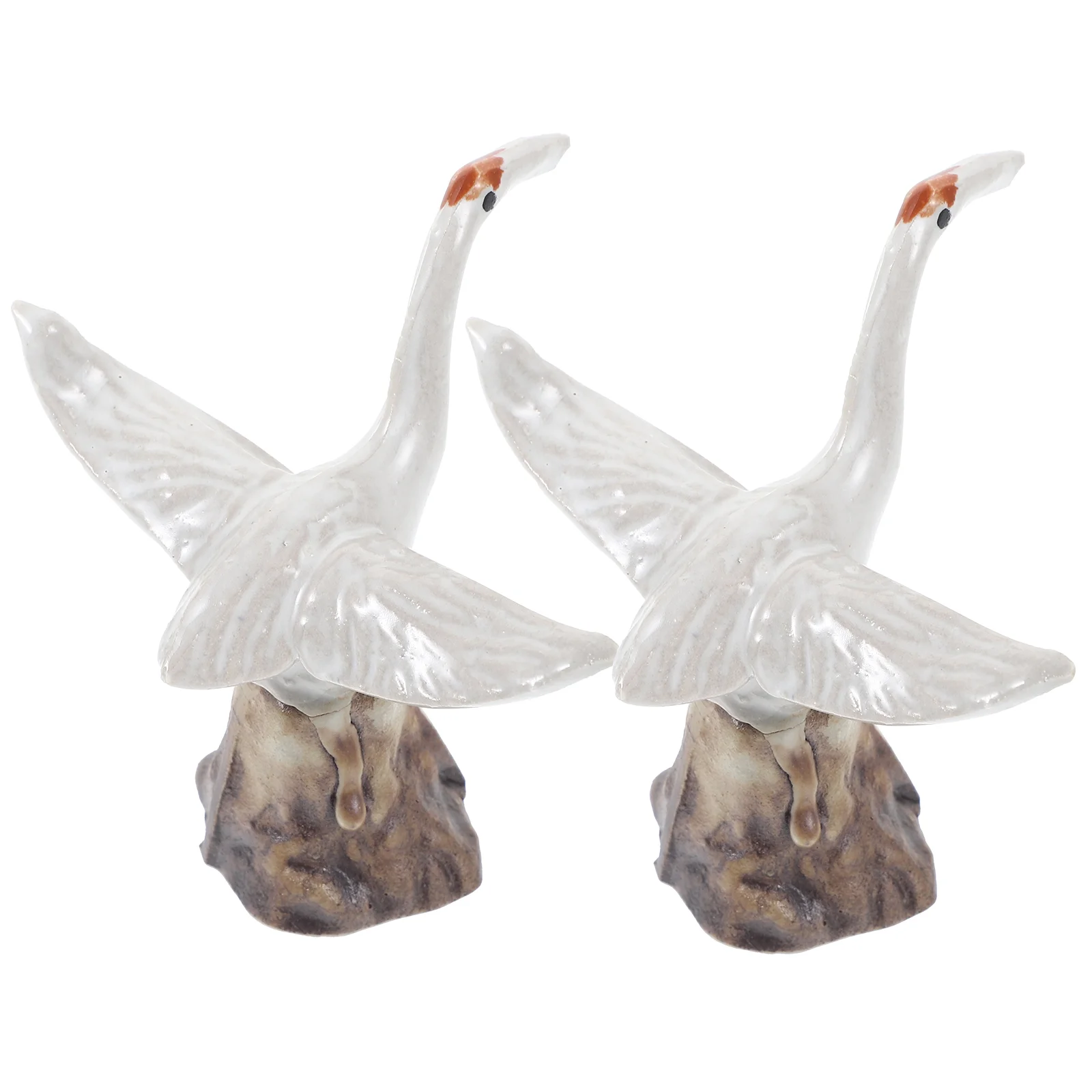 

2pcs Crane Decorative Ornaments Ceramic Fish Tank Ornaments Crane Decor Stones