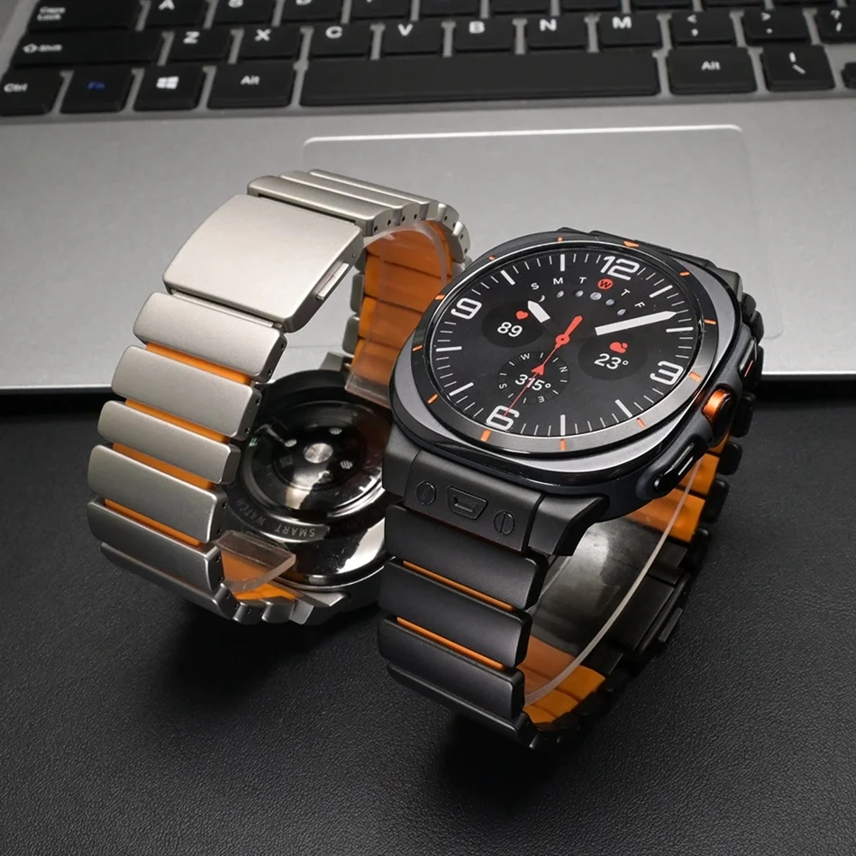 Фото Титановый фторэластомерный ремешок для часов для Samsung Galaxy Watch Ultra 47 мм/8 40 мм 44 мм/8 классический 46 мм сменный ремешок для мужчин и женщин №3