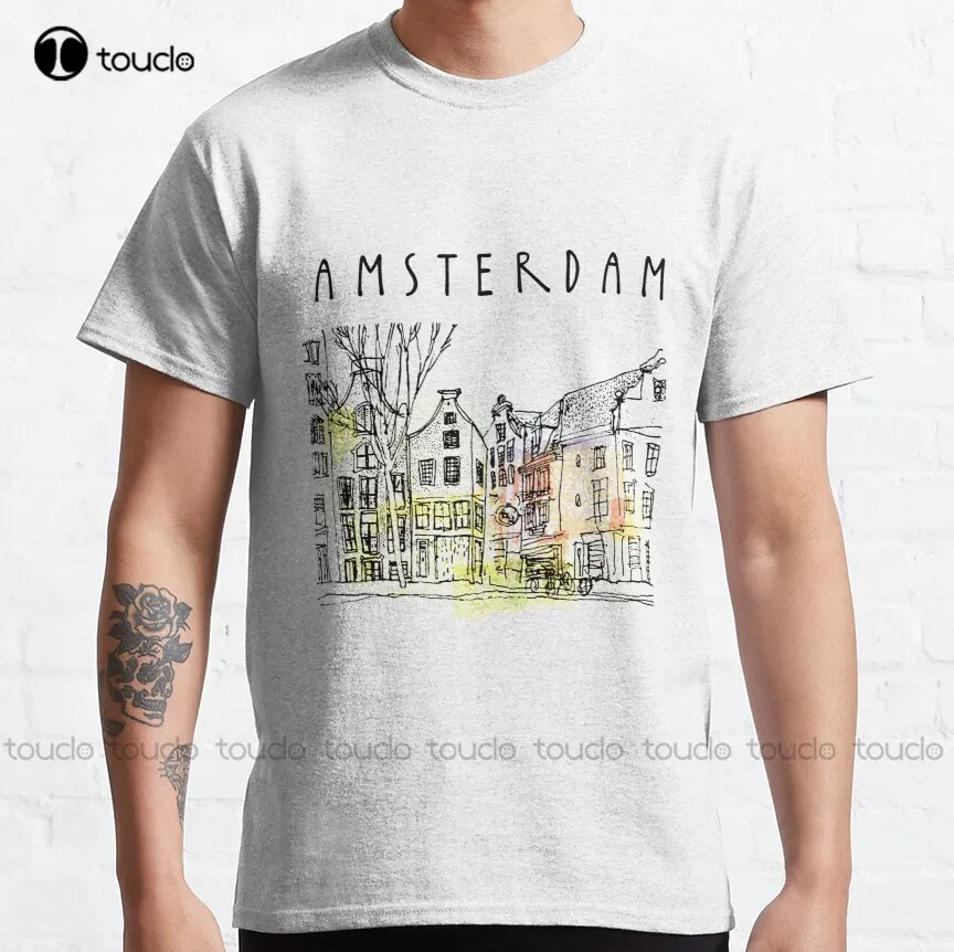

Amsterdam Skyline Classic T-Shirt Family Shirts Custom Aldult Teen Unisex Digital Printing Tee Shirt Fashion Funny New Xs-5Xl