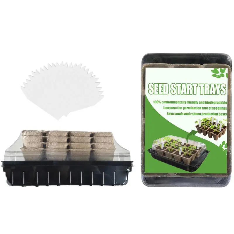 

Plant Germination Trays With Lids Seedling Kit Sprouts Growing Kit Mini Greenhouse Breathable 12 Grids Pots