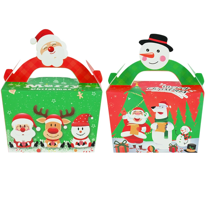 

5pcs/set Christmas Cake Boxes Christmas Candy Chocolates Cupcakes Gift Box Noel Navidad New Year Party Paperboard Favor Box