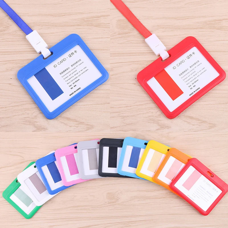 

Lightweight Horizontal Id Badge Holder Double Sided Transparent ID Card Holder Men Women Business Work Name Badge Holder Cover