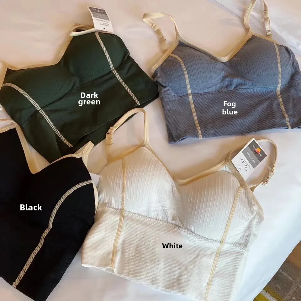 Удобный бесшовный цветной жилет с U-образным вырезом женский топ-бандо