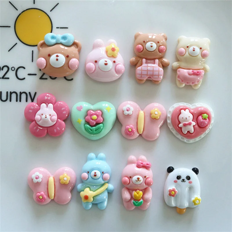 10 шт. заколки для волос в виде цветка кролика медведя