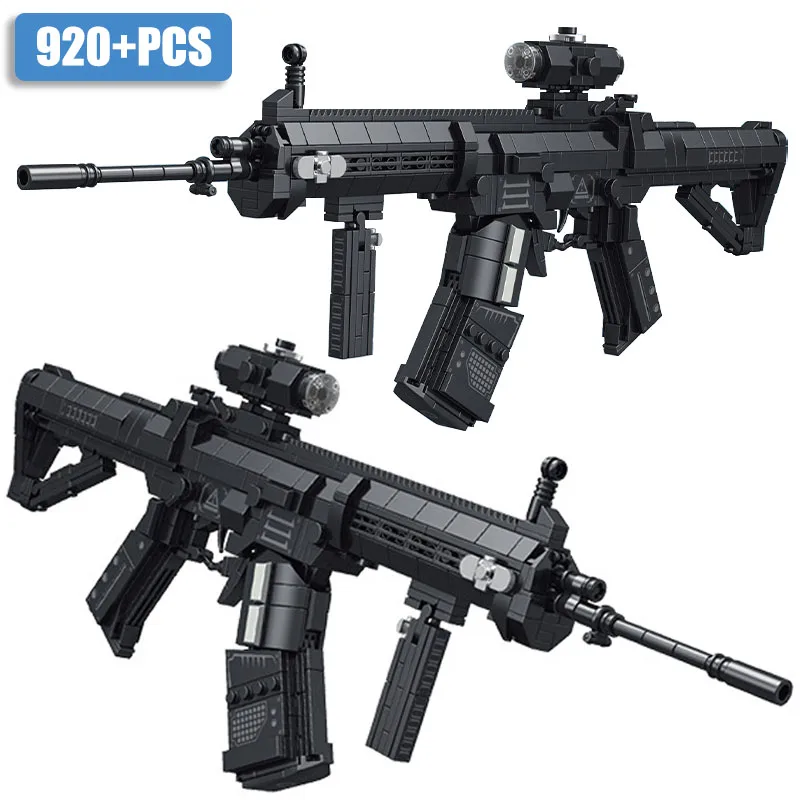 

Военная Модель MOC 920 шт., 4 в 1, строительные блоки, искусственное оружие, самодельный пустынный Орл, пистолет AK12, строительные игрушки для детей