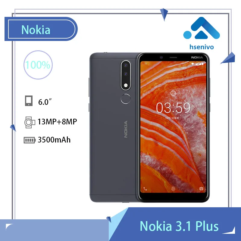 

Nokia 3.1 Plus Refurbished-Original Unlocked 3.1 Dual SIM 6.0 inches Octa-core 16GB 2GB RAM Fingerprint Wi-Fi 13 MP