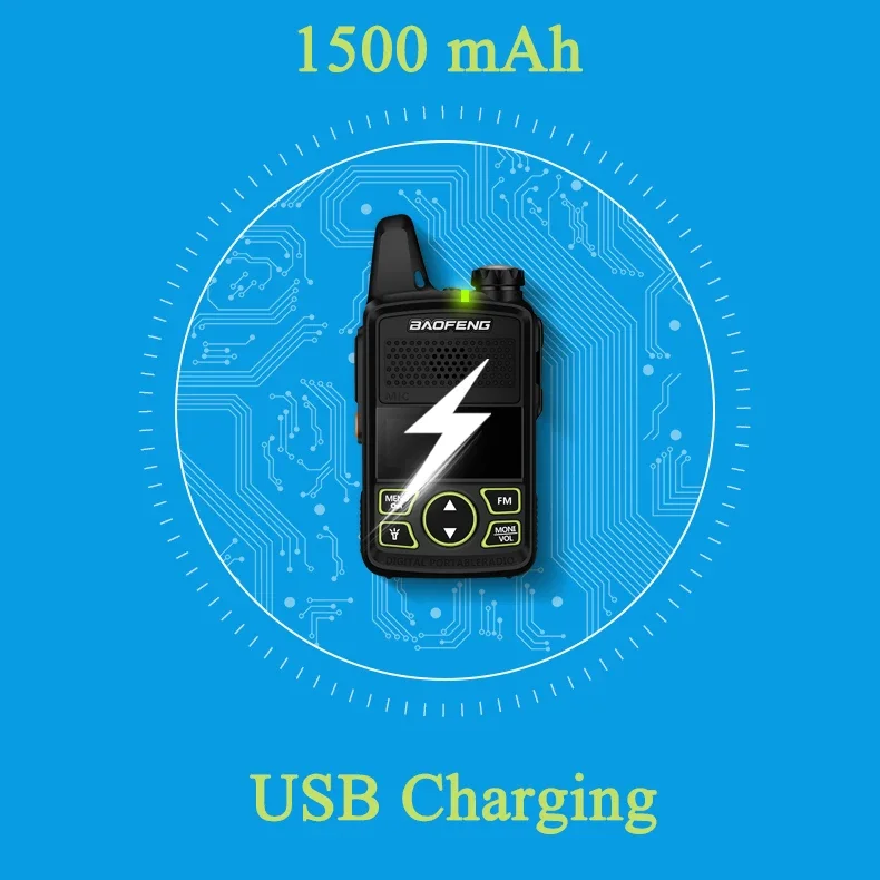 Фото Детская рация Baofeng BF-T1 Mini с USB-зарядкой, UHF 400-470 МГц, 1500 мАч, 20 каналов, подарок для ребенка, трансивер, любительская радиостанция №5