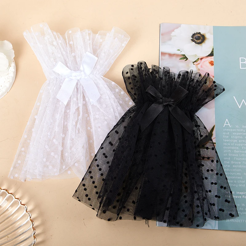 Нейл-арт искусственная плиссированная манжета белая черная сетка декор для