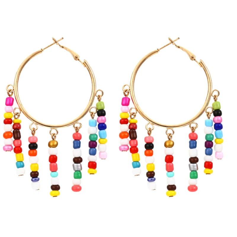 

Temperament Bohemian Colored Beaded Tassel Earrings for Woman Party Holiday Jewelry