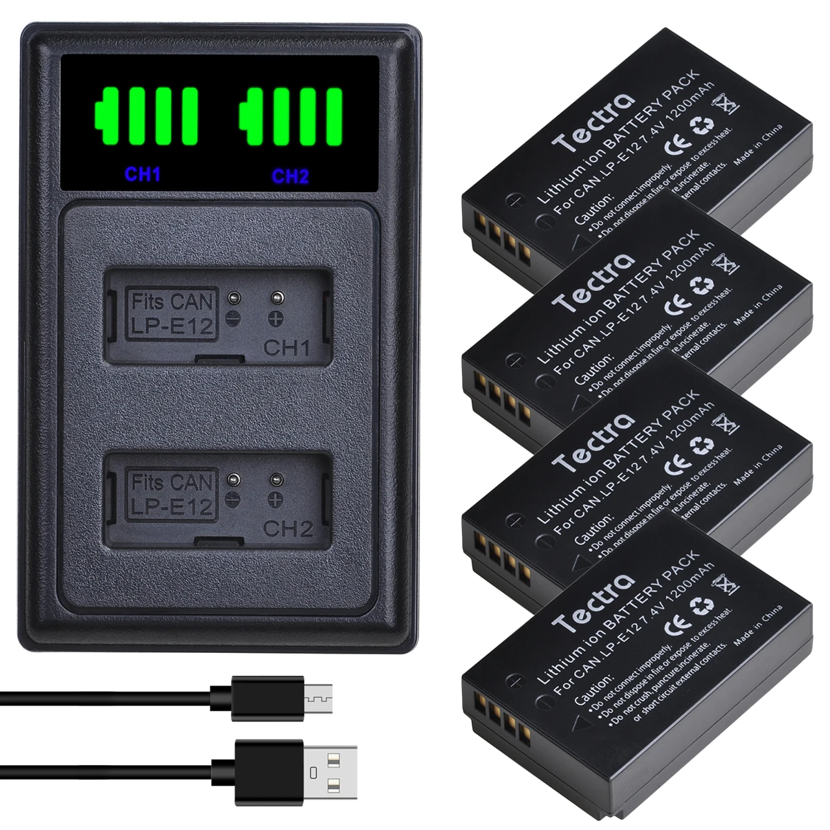 Аккумулятор 1200 мАч LP-E12 LPE12 + двойное зарядное светодиодный камеры Canon Rebel SL1, EOS-M, M2, M10, M50, M100