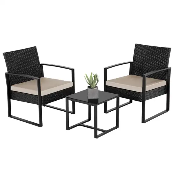 

3-Piece Bistro Set with Rattan Chairs for Outdoor, Multiple Colors