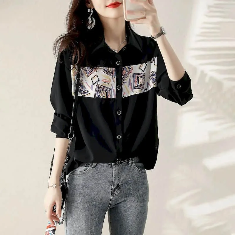 Шифоновые рубашки для женщин винтажная Свободная Повседневная однобортная