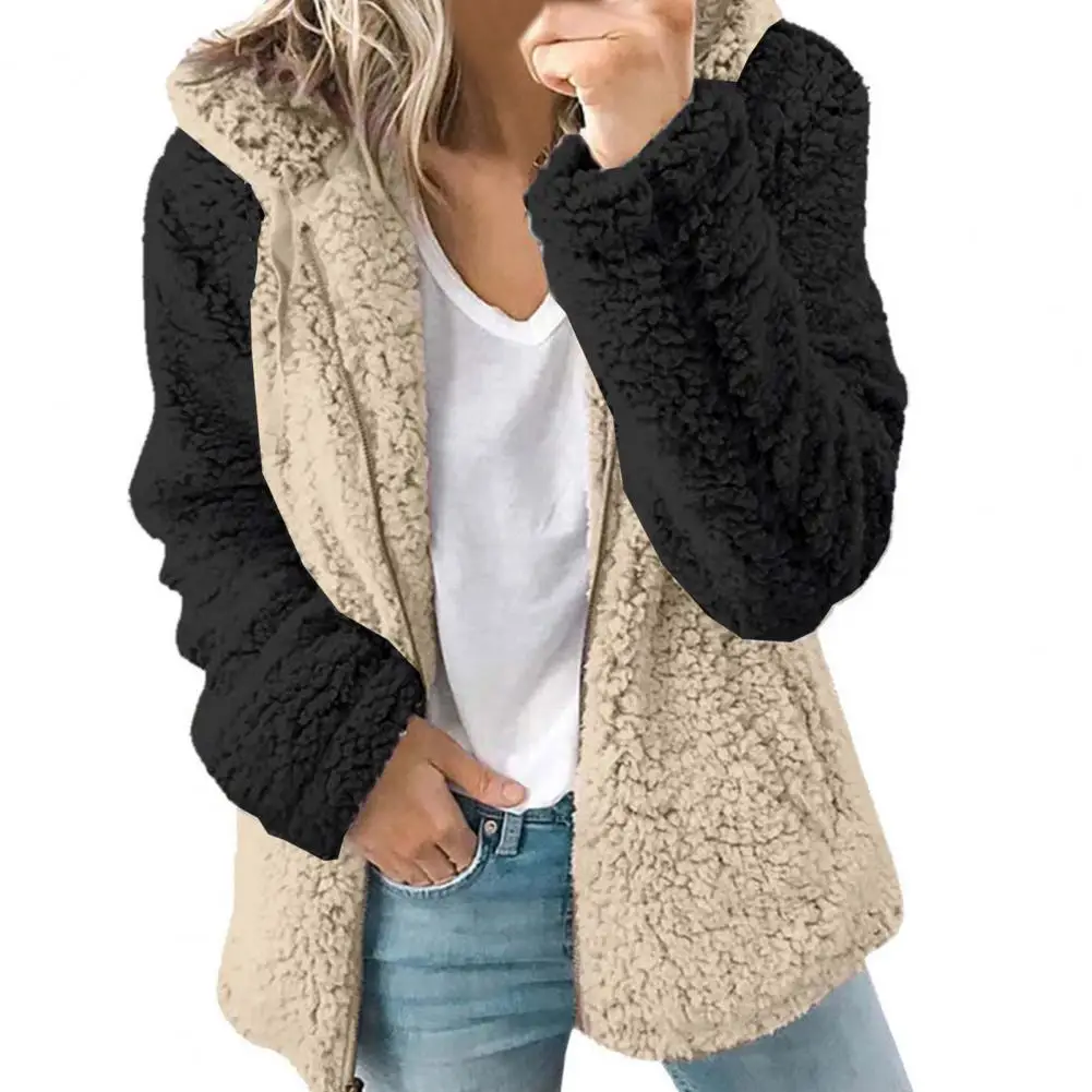 

Overcoat Trendy with Hat Zip Up Women Coat Casual Women Jacket Hooded for Work