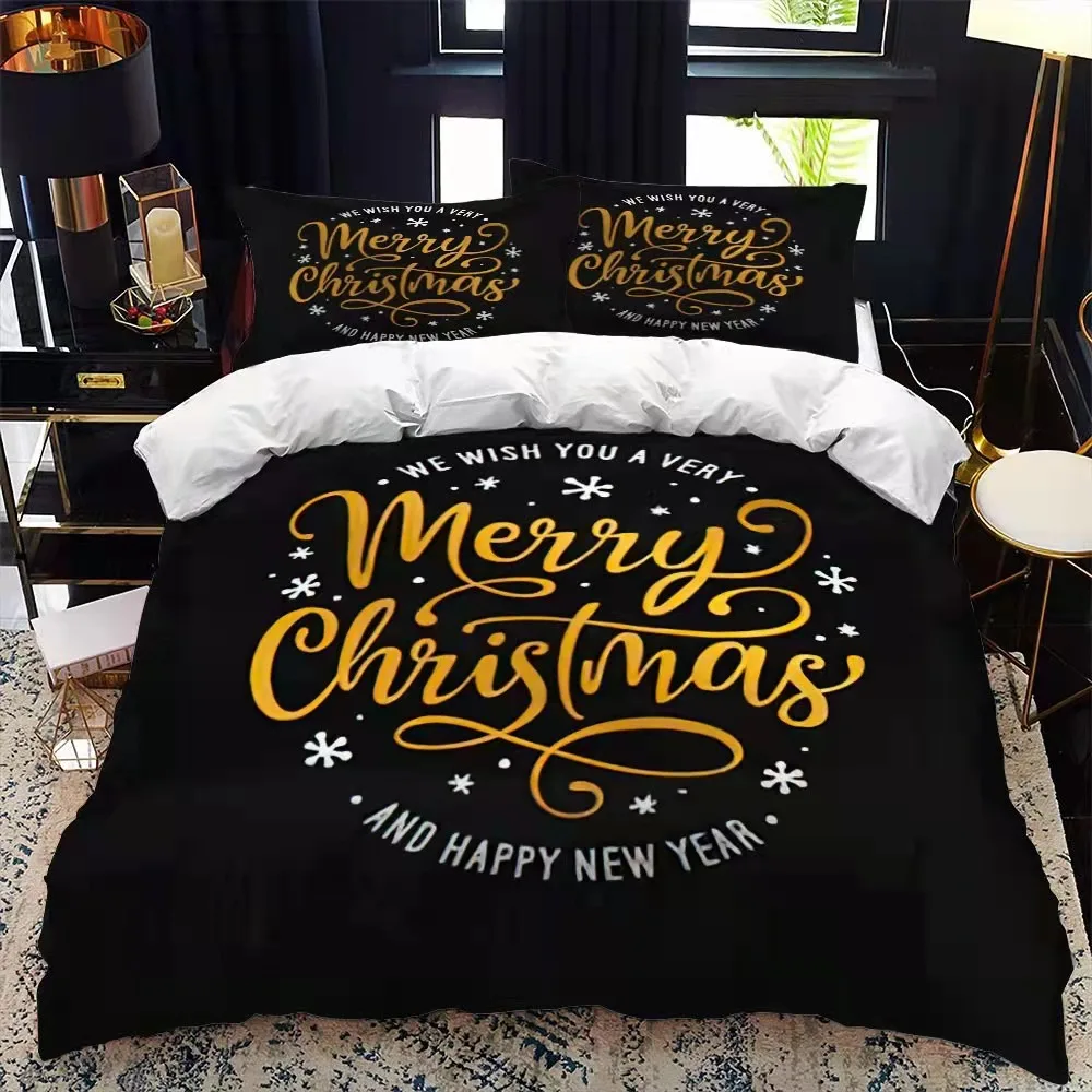 

Christmas 3pcs Bedding Set Snowflakes Christmas Tree Elk Home Bedding Sets Duvet Cover Warm Bed Sheet Set comforter bedding sets