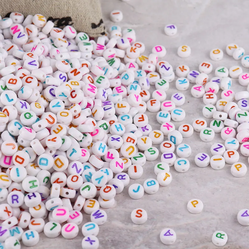 

100/200Pcs Colorful Acrylic Letter Beads Round Flat Alphabet Spacer Beads For Jewelry Making Handmade Diy Bracelet Necklace