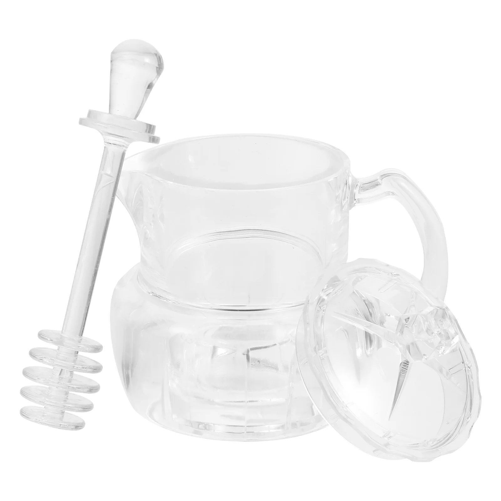 

Crystal Set Glass Honey Pot Wooden Honey Stick Glass Beehive Honey Pot Acylic Honey Pot