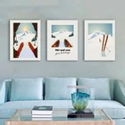 Зимние виды спорта, катание на лыжах, искусственная живопись, винтажный постер для путешествий, катания на лыжах в снегу, домашний декор, горный принт, зимний Декор