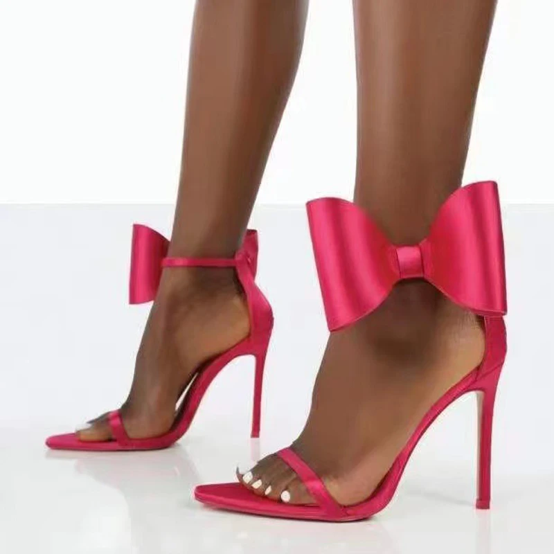 

Newest High Heel Sandals Ankle Big Bowknot Gladiator Sandal Shoes Single Strap Thin Heel Pumps -40
