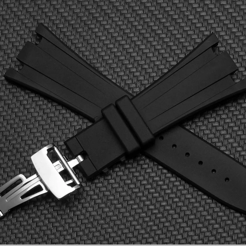 MERJUST  28mm Black Soft Silicone Rubber watch strap bracelet wristband for AP ROYAL OAK Watchband Belt 40mm 42mm Case