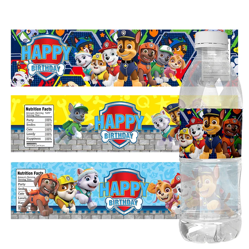 24pcs Paw Patrol Theme Water Bottle Stickers Labels Baptism 