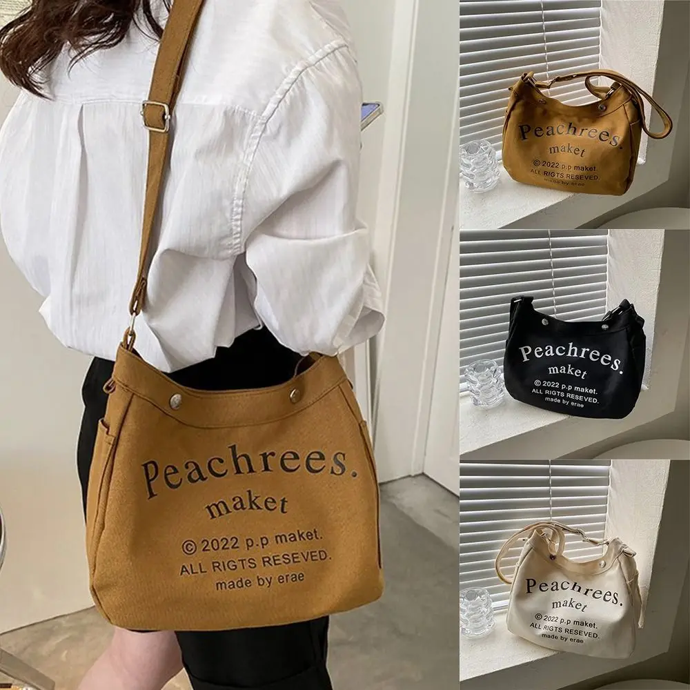 

Large Capacity Letter Canvas Underarm Bag Cute Square Korean Style Printing All-match Storage Bag