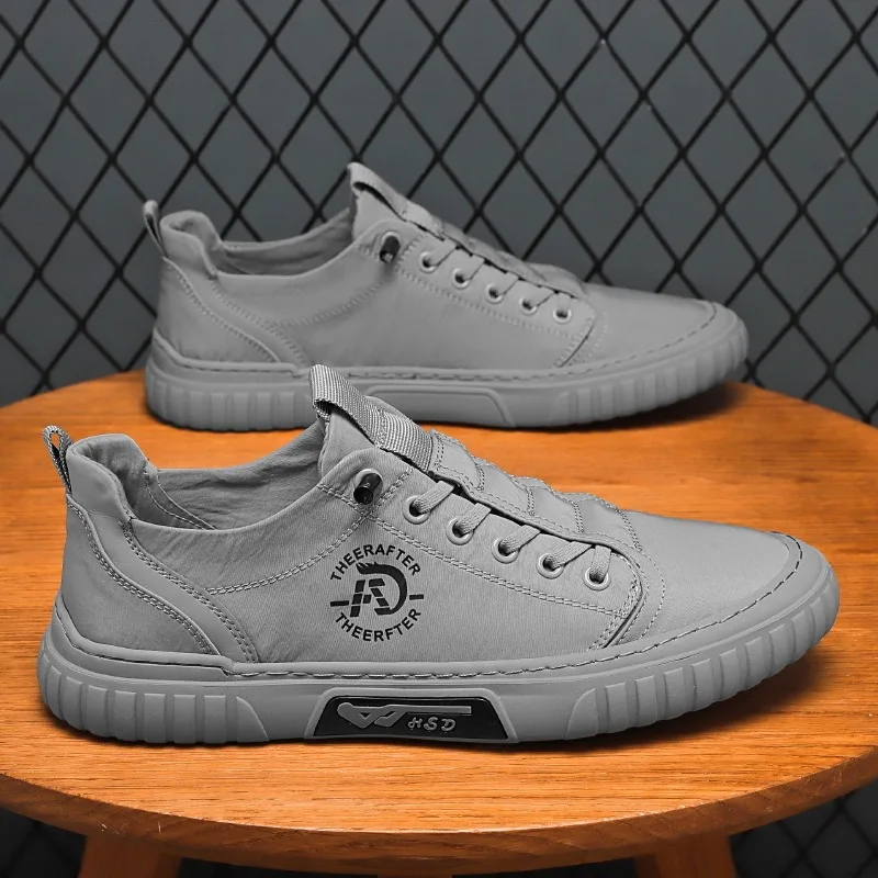 Туфли мужские парусиновые из вискозы дышащие плоская подошва повседневные