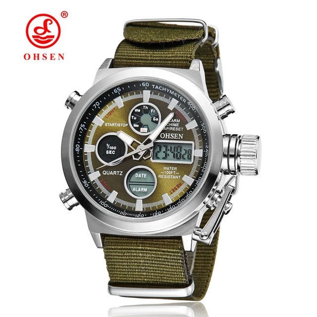 Мужские кварцевые часы OHSEN военные спортивные | AliExpress