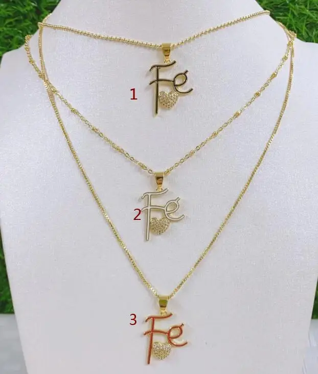 Ожерелье с подвеской в виде букв fe, золотистое/Серебристое украшение с кубическим цирконием, покрытое кубическим цирконием, fdg4, 1 шт.