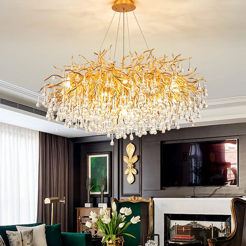 

Modern LED Luxury Crystal Chandelier Living Room Decoration Chandeliers Lighting Villa Water Drop Pendant Lamp Fixtures