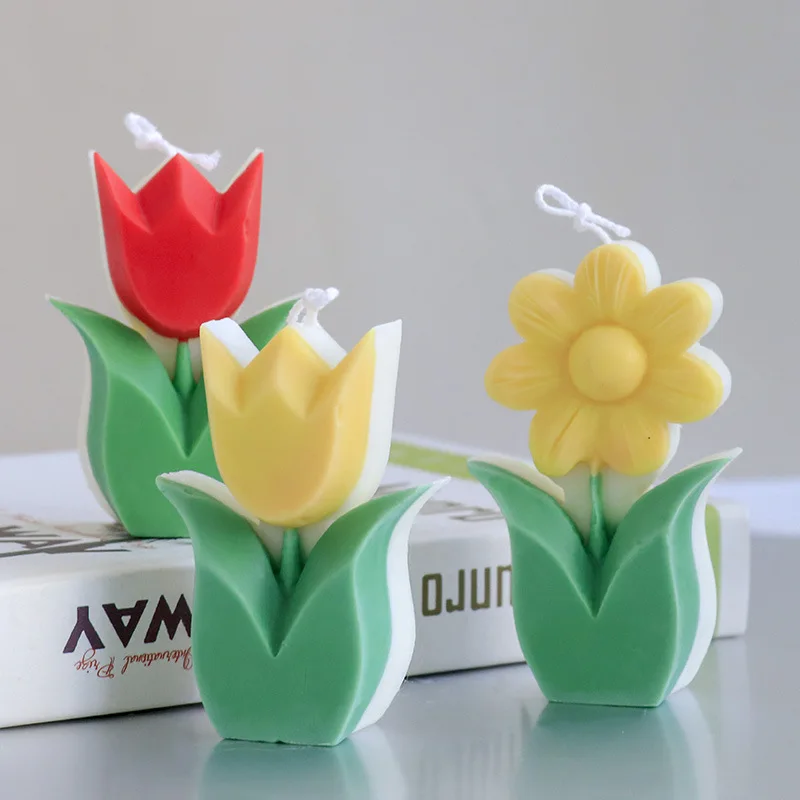 

ins three-dimensional plant Tulip Sun flower small flower Silicone aromatherapy candle diy silicone mold