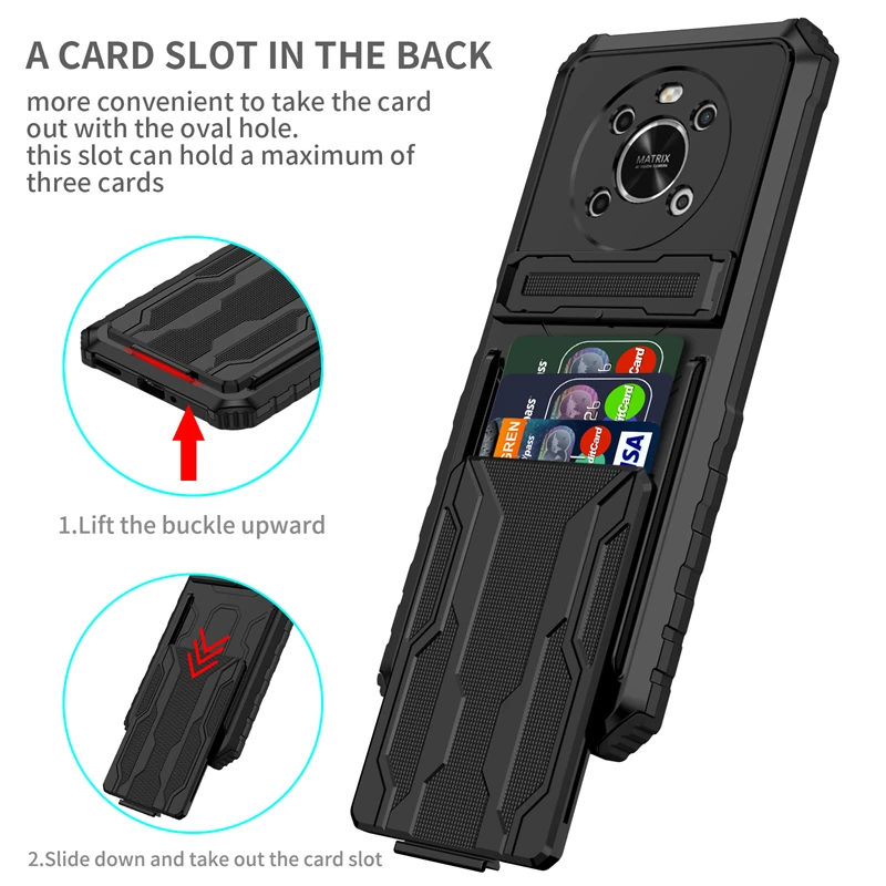 For Honor X9 4G Case KickStand Bracket ShockProof Armor Phone Case For Honar Honer X9 X 9 HonorX9 2022 With Card Slot Back Cover