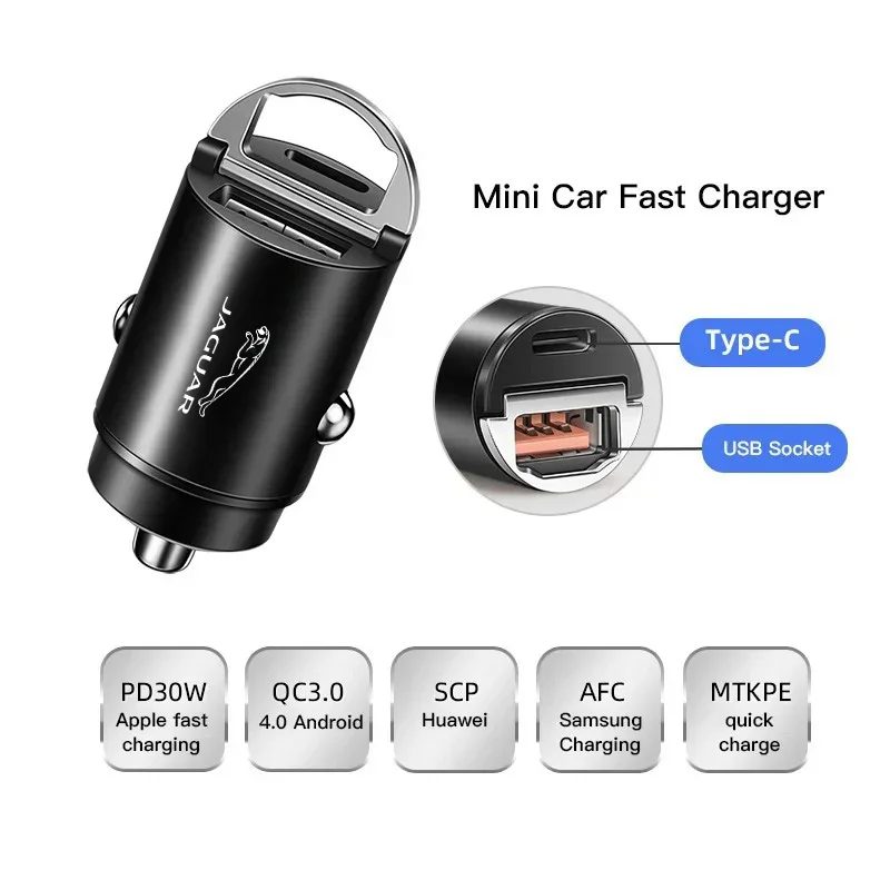 

Автомобильное зарядное устройство USB PD Type C, быстрая зарядка, быстрая зарядка для Jaguar XE XF XJ F-Type F-Pace XKR XEL XFL, автомобильные аксессуары