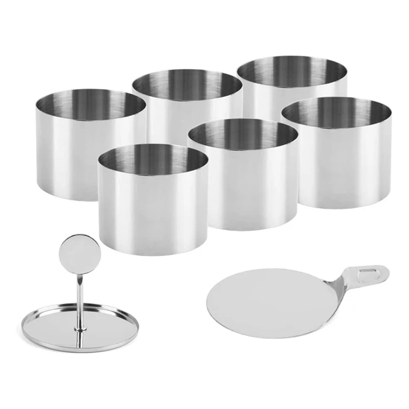 

6Pcs Baking Mold Dessert Rings Food Rings Small Ring Set Stainless Steel Mousse Rings
