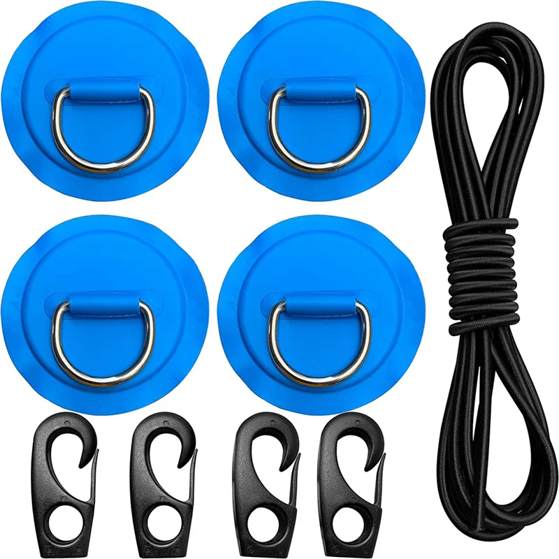 Pad Eye Cord Kit,D-Ring Patch+Bungee Shock Cord+Hooks-Deck L