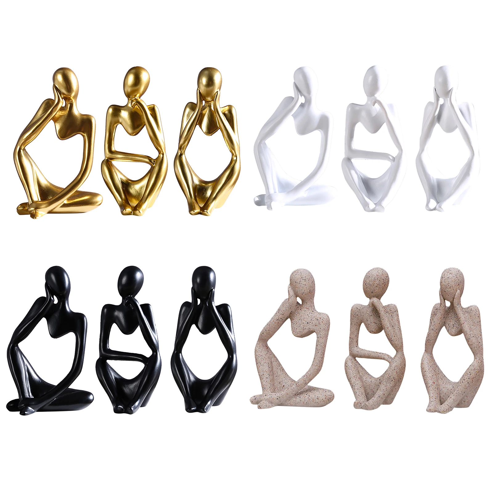 3 шт., абстрактные статуи, миниатюрные Статуэтки из смолы | AliExpress