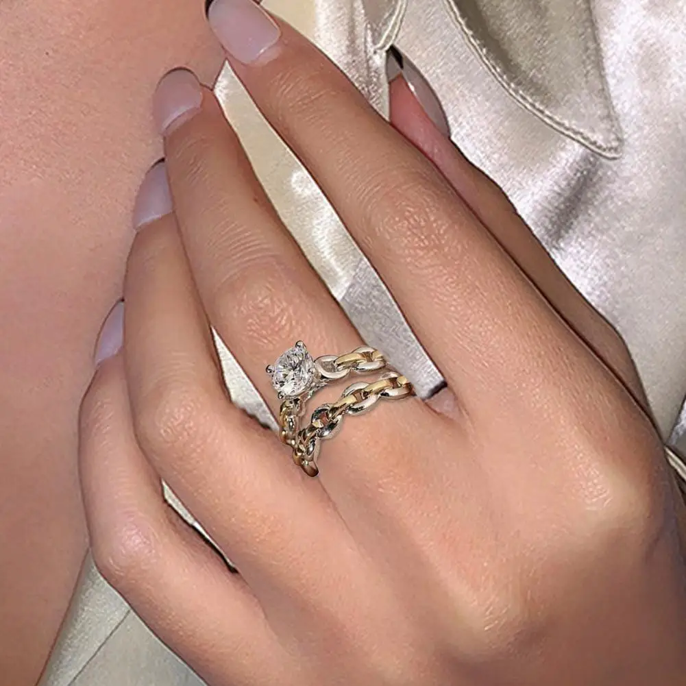 2 шт./компл. обручальные кольца с гладкой поверхностью из сплава двухцветные