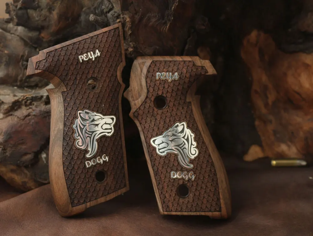 

Ksd Sig Sauer P228 P229 Model Compatible Walnut Grip for Replacement, with Python Pattern and Silver Figure