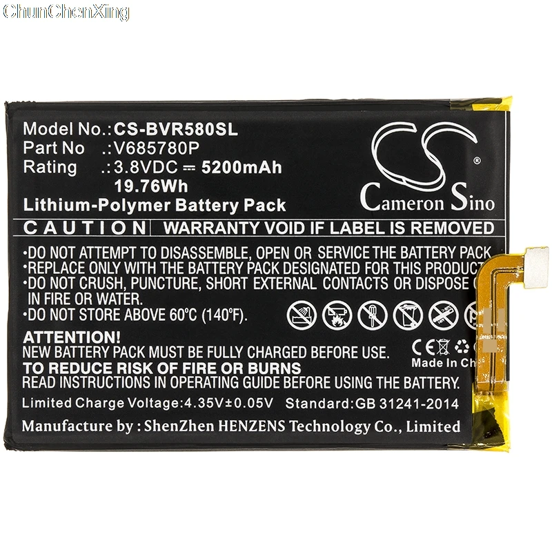 

Аккумулятор Cameron Sino V685780P на 5200 мА · ч для Blackview BV5800