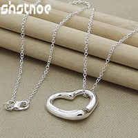 925 sterling silver 16 30 inch chain love heart circle pendant necklace for women engagement wedding fashion charm jewelry