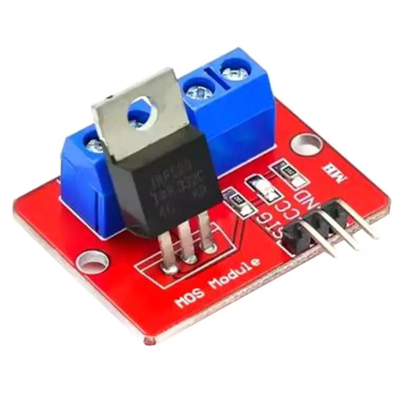 Фото Модуль драйвера MOSFET JABS-IRF520, 0-24 В, кнопка управления высокой мощностью, плата управления для Arduino MCU Raspberry Pi PWM №4