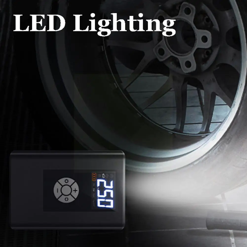 

120w Rechargeable Car Air Pump Portable Digital Air Compressor Electric Wireless Auto Pump Tire Inflator Suit For Car Bicyc S2o0