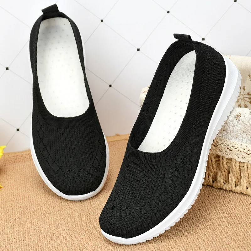 2023 Spring Mesh Shoes for Women Summer Breathable Leisure Loafer Cloth Shoes Ladies Soft Sole Mother's Shoes Pink Design Shoes