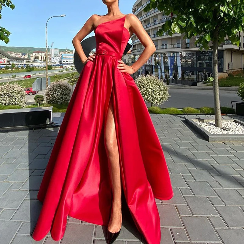 

Women Sexy Off Shoulder Long Dress Elegant Hight Split Waist Slim Party Dress Summer Casual Sleeveless Backless Solid Cover Up