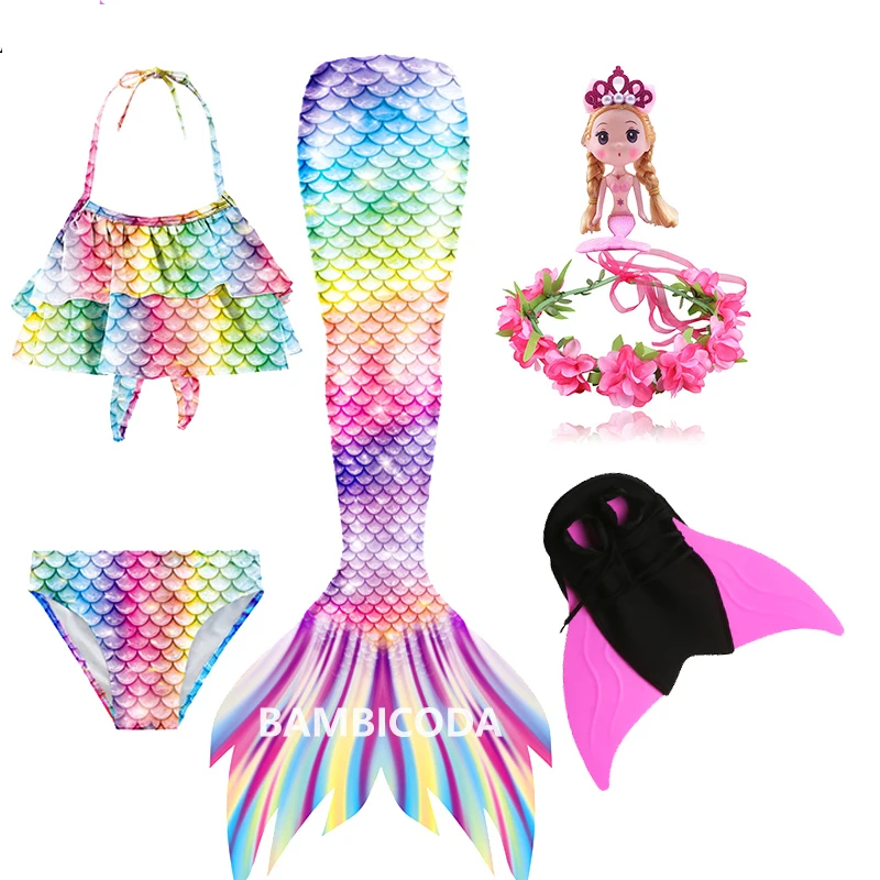 

Детское платье принцессы с хвостом Русалочки, милое платье в иностранном стиле с моноластами, подарок на день рождения, рождественский пода...