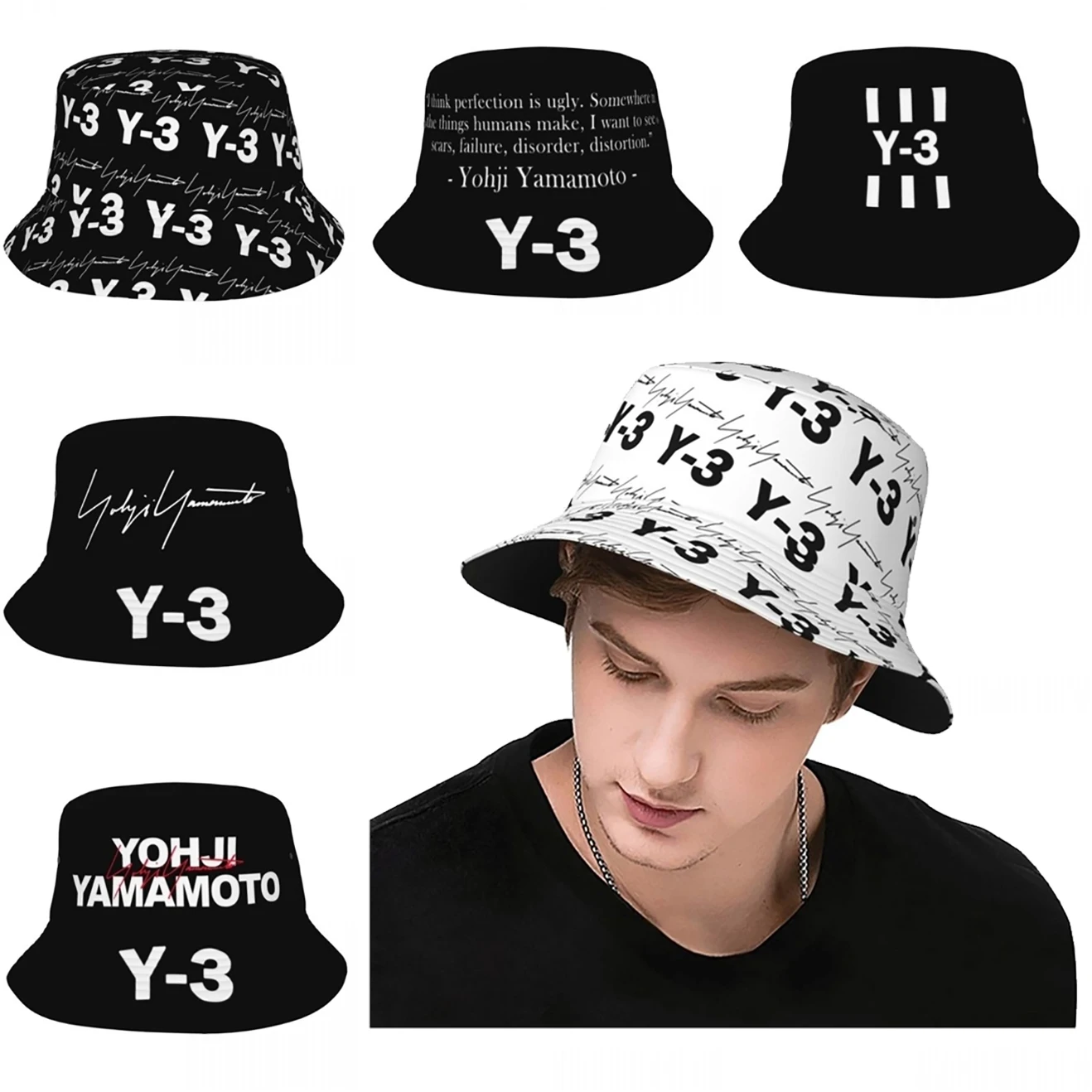 

2023 Yohji Yamamoto Accessories Y3 Bob Hats Summer Beach Bucket Hat Vacation Getaway Headwear Fisherman Cap for Outdoor