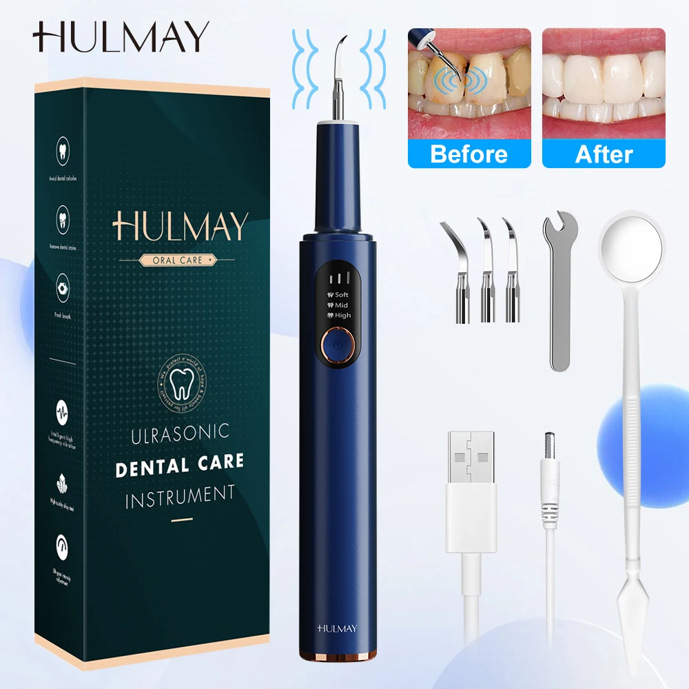 HULMAY Ultrasonic Scaler For Dental Tartar Stain Remover Tooth Calculus Cleaner Teeth Deposit Plaque Sonic Removal