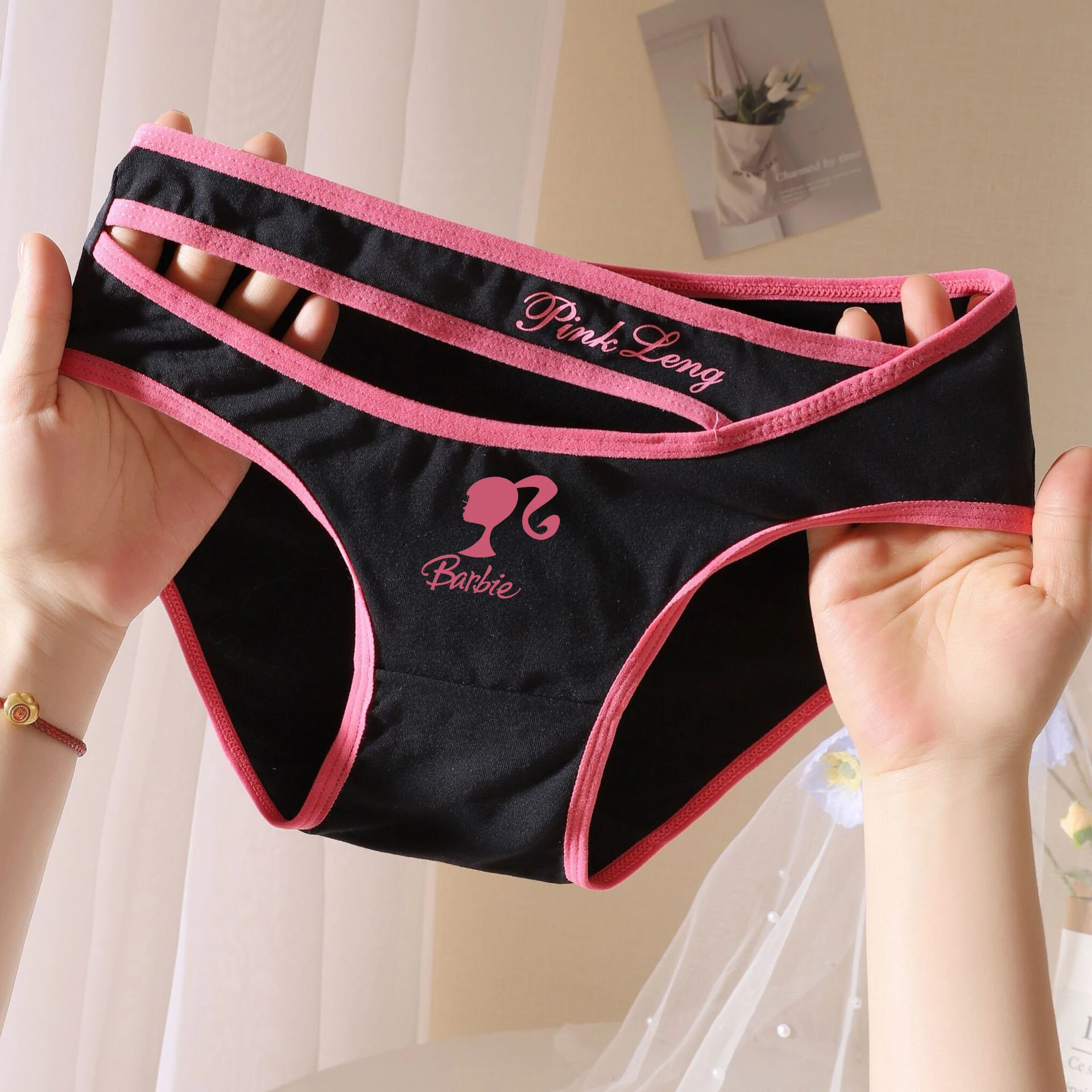 Цветное нижнее белье с надписью Барби для милой девушки аниме женские стринги