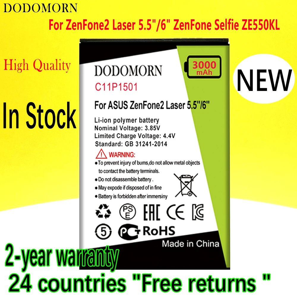 Аккумулятор DODOMORN C11P1501 для Asus ZenFone2 Laser 5,5 дюйма/6 дюймов ZenFone Selfie ZE550KL ZE601KL Z00LD Z011D ZD551KL Z00UD Аккумулятор DODOMORN C11P1501 для Asus ZenFone2 Laser 5,5 дюйма/6 дюймов ZenFone Selfie ZE550KL ZE601KL Z00LD Z011D ZD551KL Z00UD