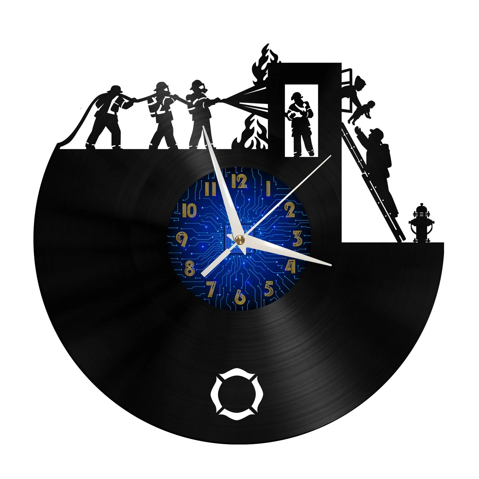 

Fire fighter 3 Vinyl Record Wall Clock for Kitchen Wall Decor Wall Art