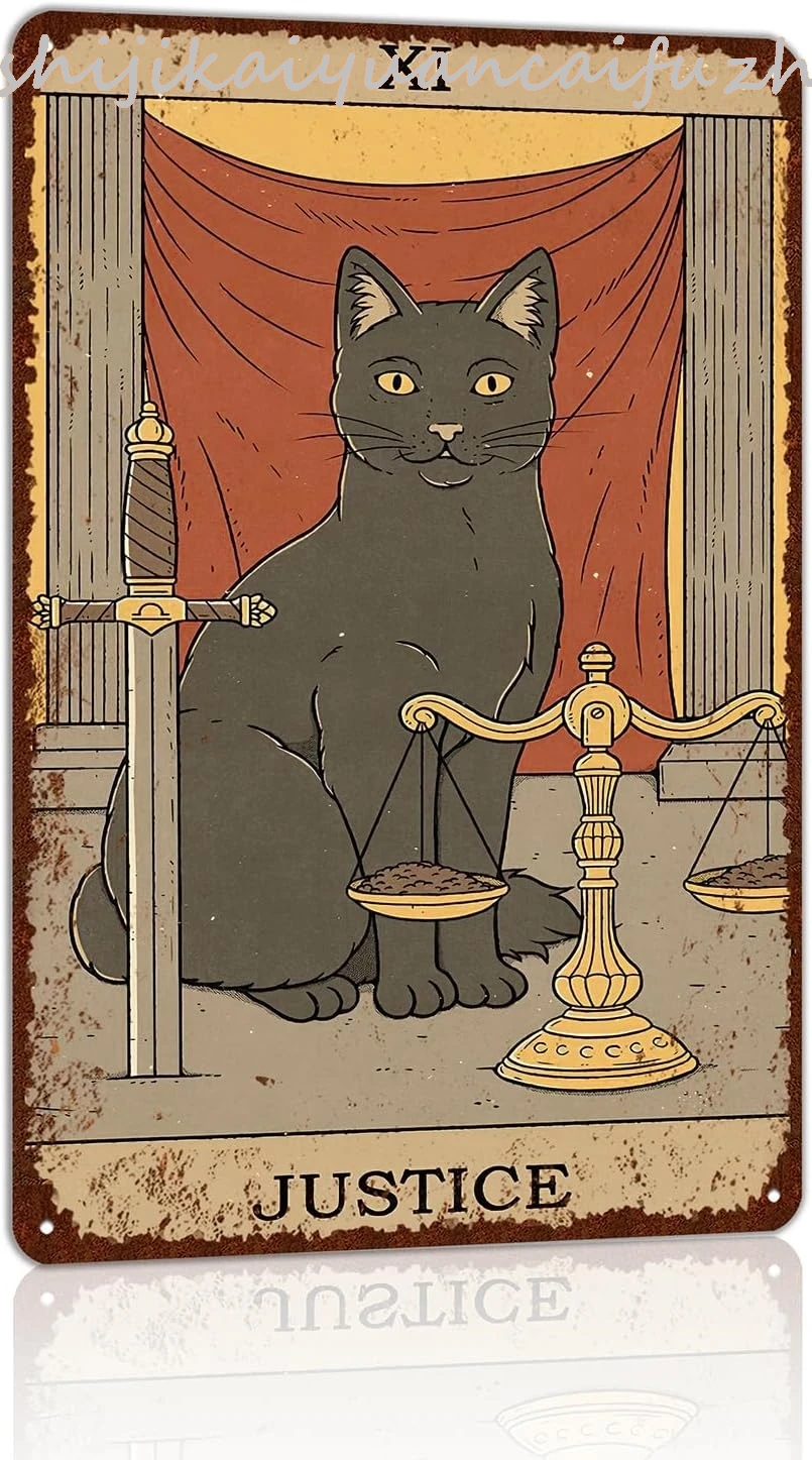 1 упаковка винтажная жестяная вывеска с котом ретро-карта Таро металлическая